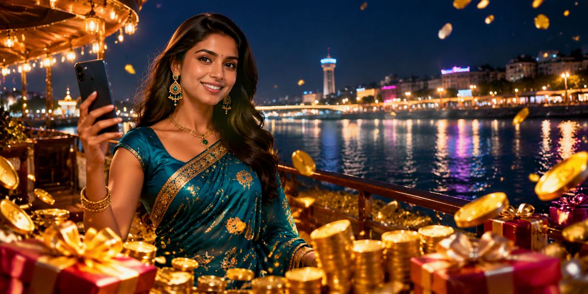 Ahmedabad riverfront user playing slots games on mobile device