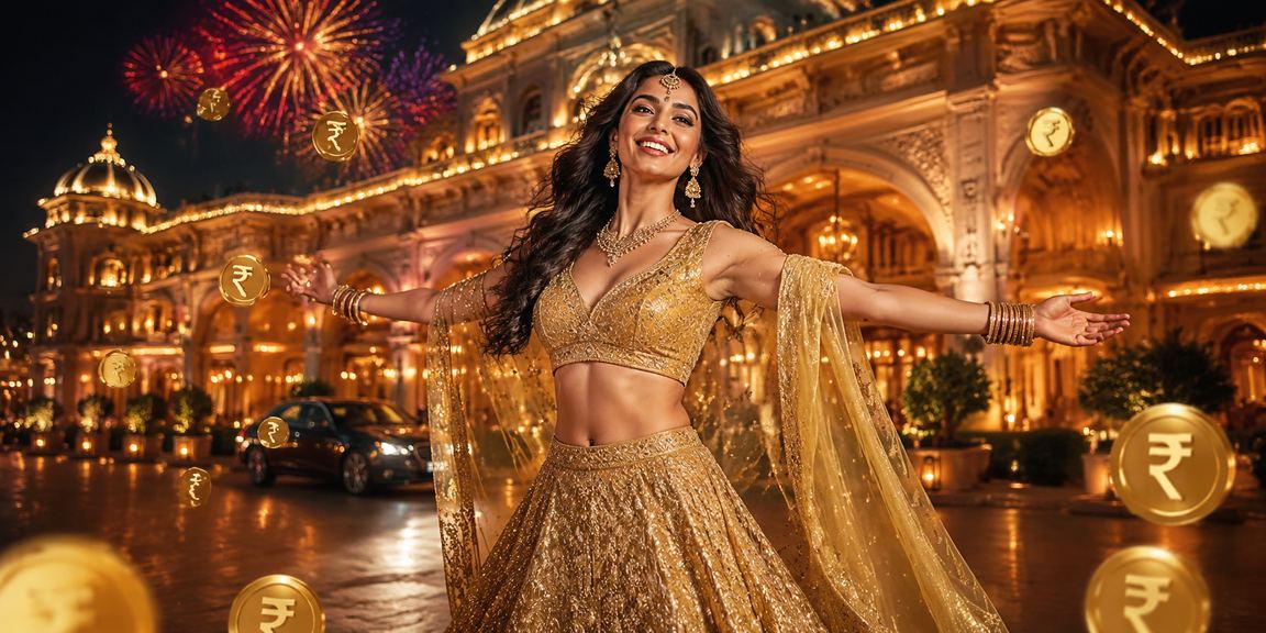 Happy Indian woman enjoying safe casino betting