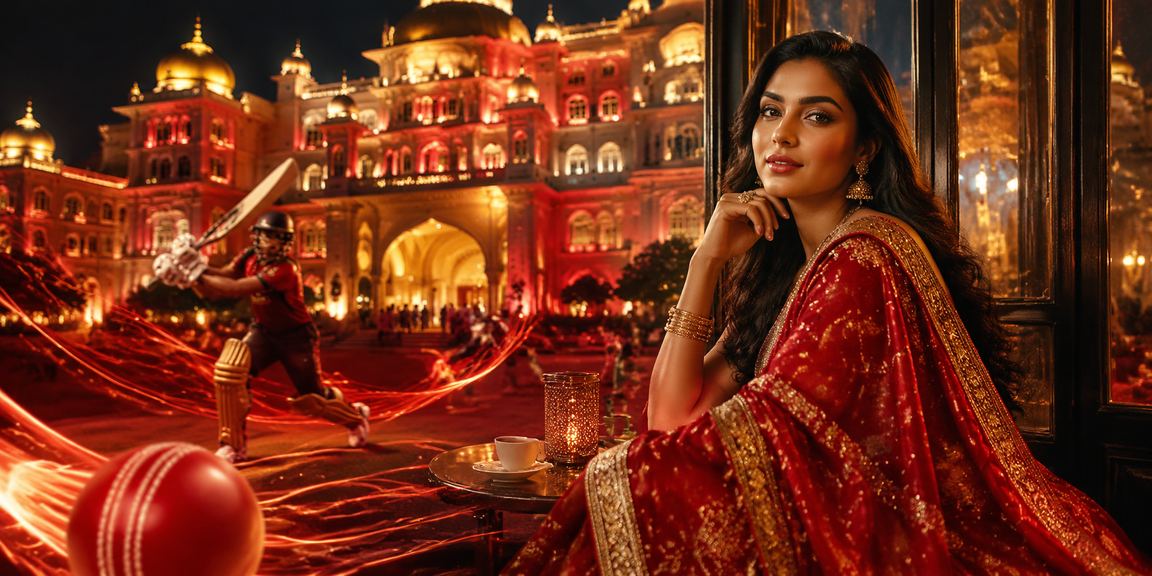 Indian woman enjoying cricket betting online with mobile